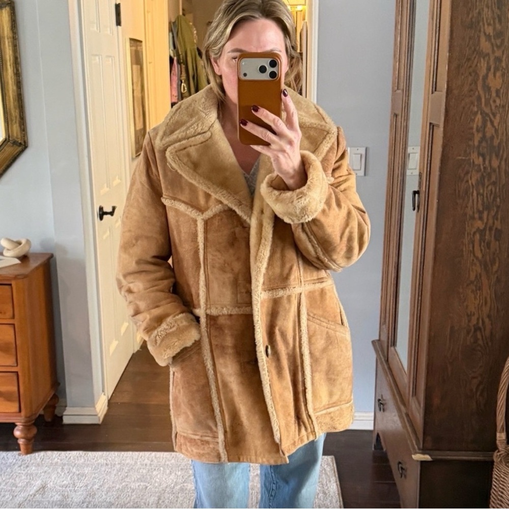 Vintage Tan Shearling Leather Jacket